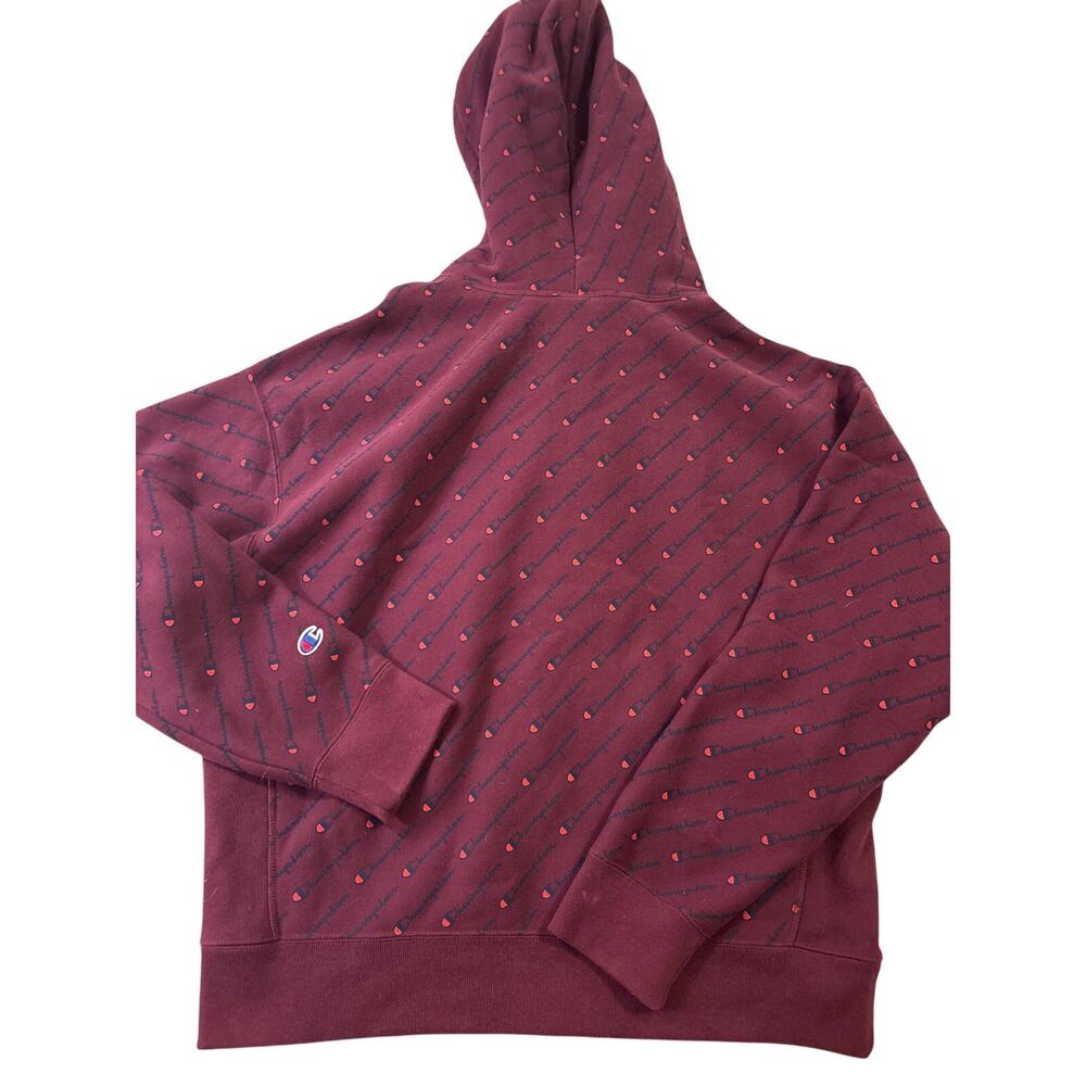 Champion XL burgundy hoodie with logo pattern - Picture 4 of 5